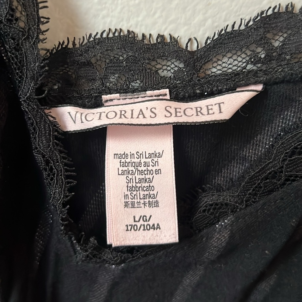 Victoria Secret pajama lace cami. Black and shimmer stripe. - Picture 5 of 7